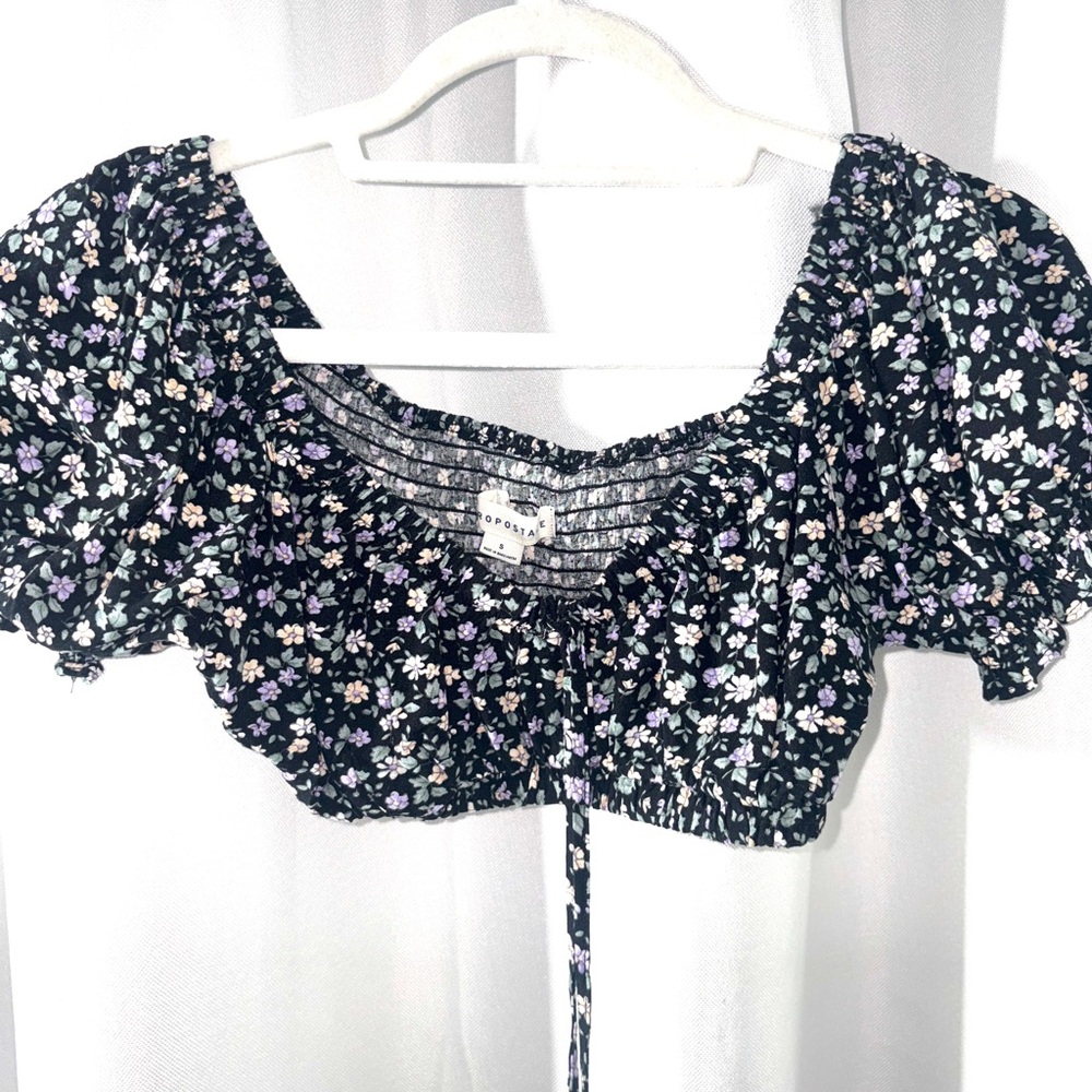 Garage Black Floral Crop Top